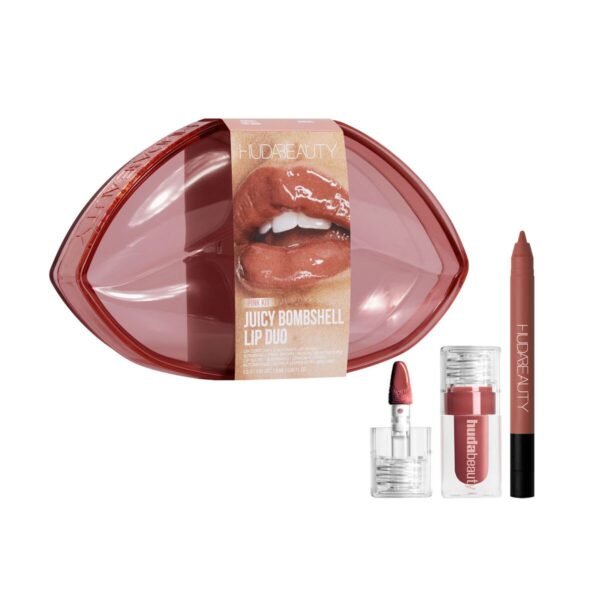 Huda Beauty Juicy Bombshell Lip Gloss + Liner Set / Bombshell - Pinky Brown Kit